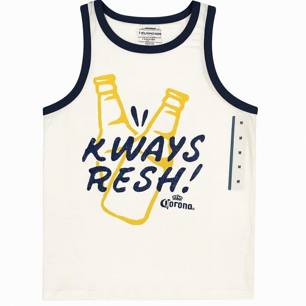 Corona Extra "Always Fresh" Graphic Tank Top White/Navy - Size M NWT